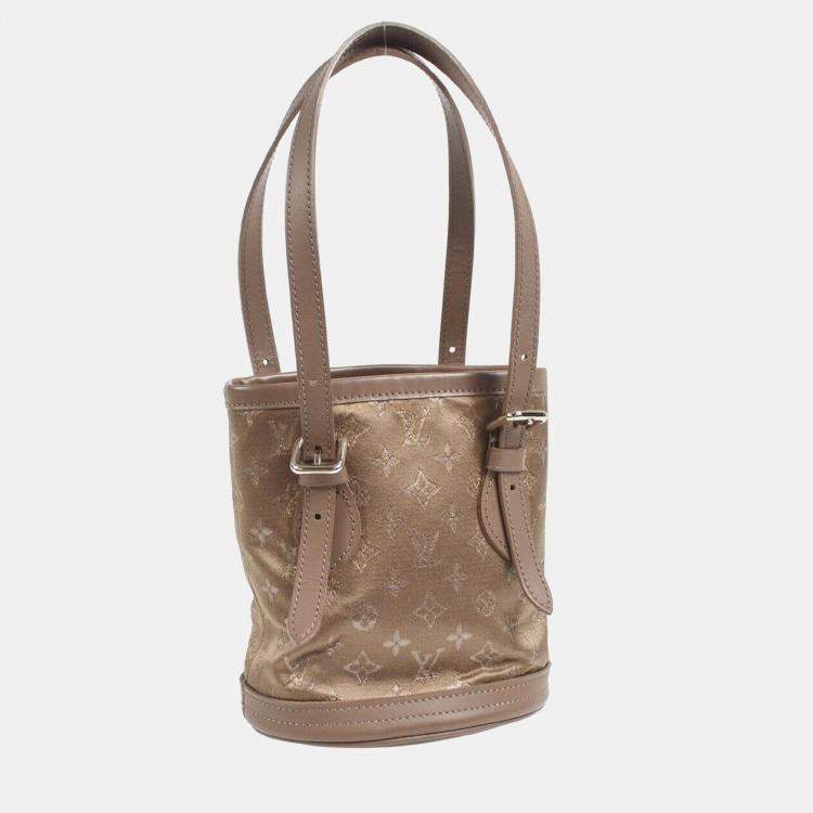 Pre Owned Louis Vuitton Gray Monogram Satin Little Bucket Handbag