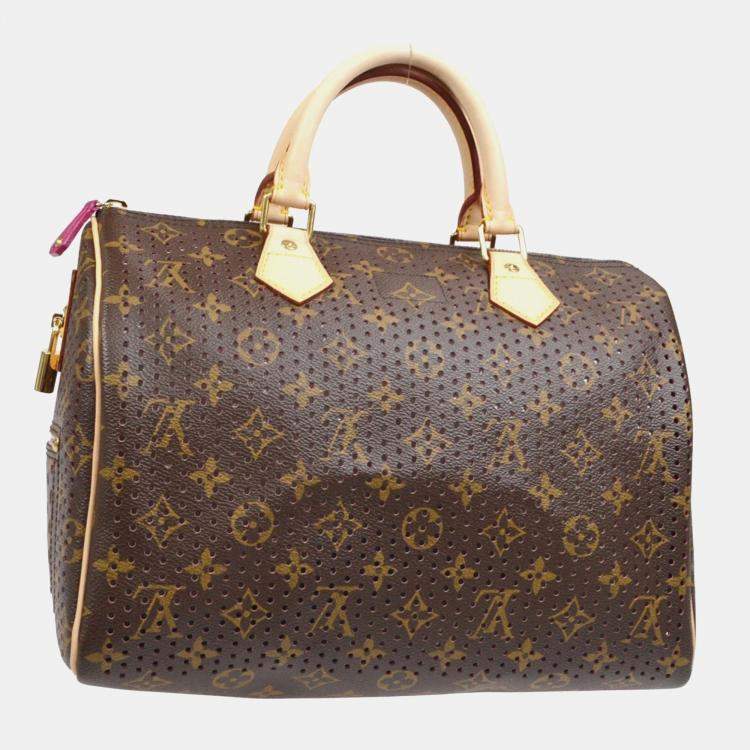 Pre Owned Louis Vuitton Fuchsia Monogram Perfo Speedy 30 Handbag