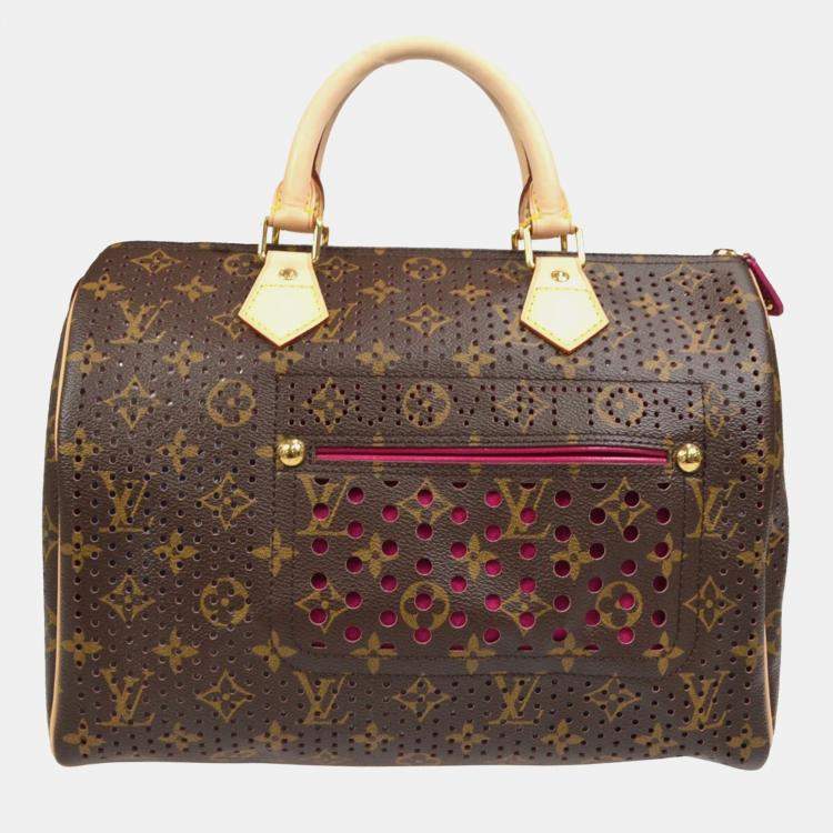 Pre Owned Louis Vuitton Fuchsia Monogram Perfo Speedy 30 Handbag