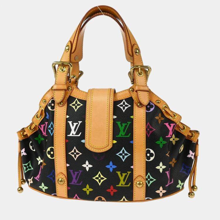 Pre Owned Louis Vuitton Black Monogram Multicolor Theda PM Handbag