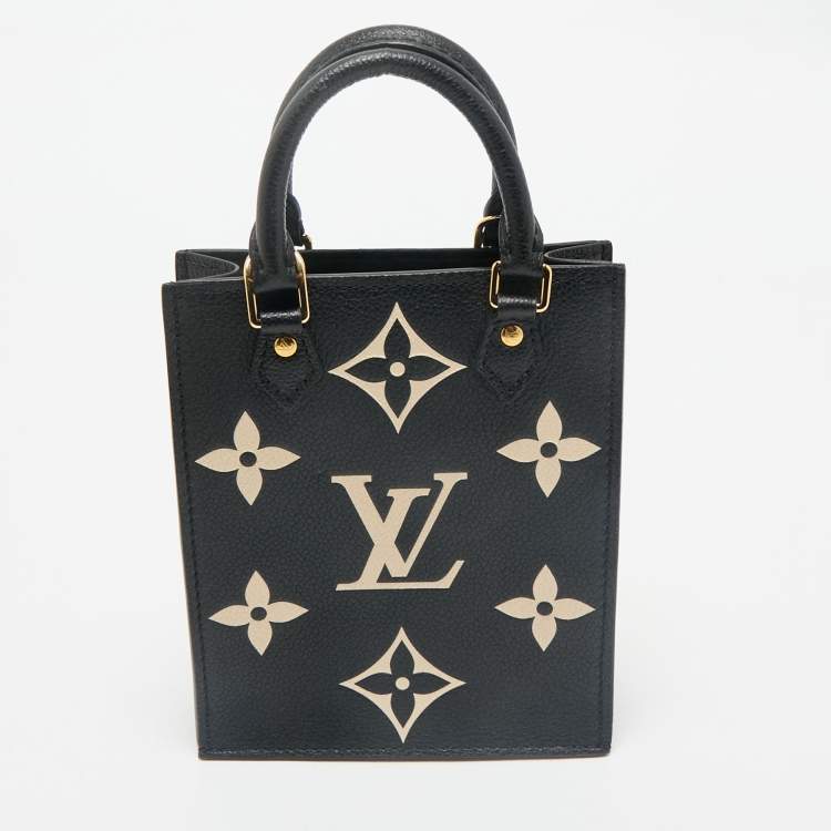 Pre Owned Louis Vuitton Black/Beige Monogram Empreinte Leather Petit Sac Plat Bag