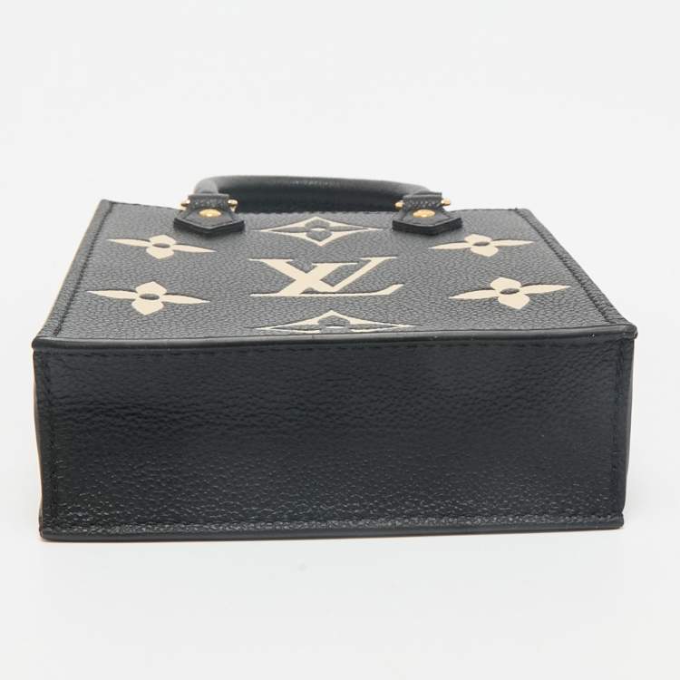 Pre Owned Louis Vuitton Black/Beige Monogram Empreinte Leather Petit Sac Plat Bag
