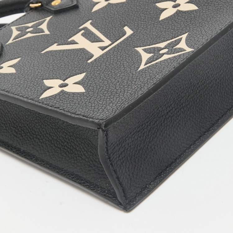 Pre Owned Louis Vuitton Black/Beige Monogram Empreinte Leather Petit Sac Plat Bag