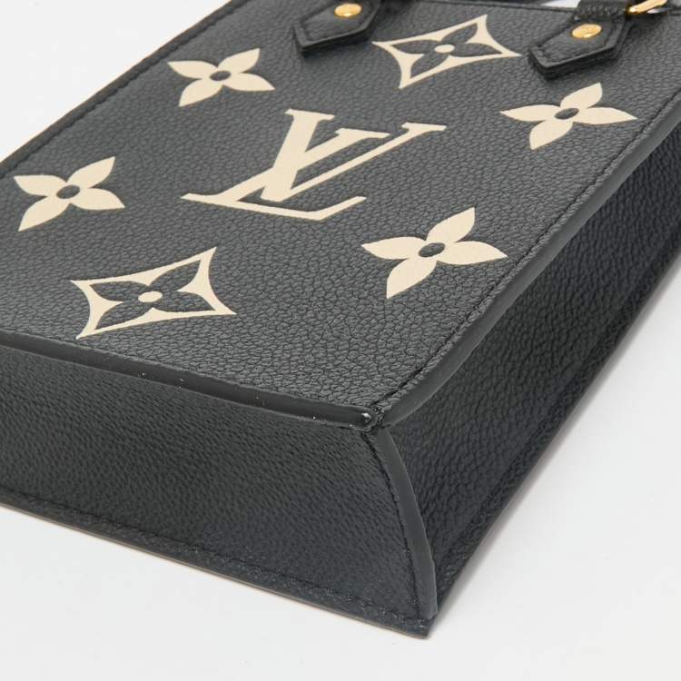 Pre Owned Louis Vuitton Black/Beige Monogram Empreinte Leather Petit Sac Plat Bag