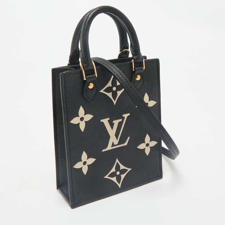Pre Owned Louis Vuitton Black/Beige Monogram Empreinte Leather Petit Sac Plat Bag