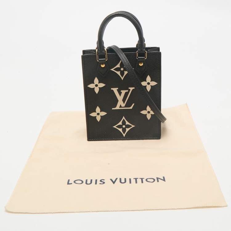 Pre Owned Louis Vuitton Black/Beige Monogram Empreinte Leather Petit Sac Plat Bag