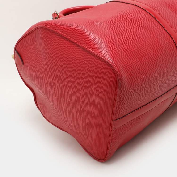 Pre Owned Louis Vuitton Red Epi Leather Keepall 50 Bag