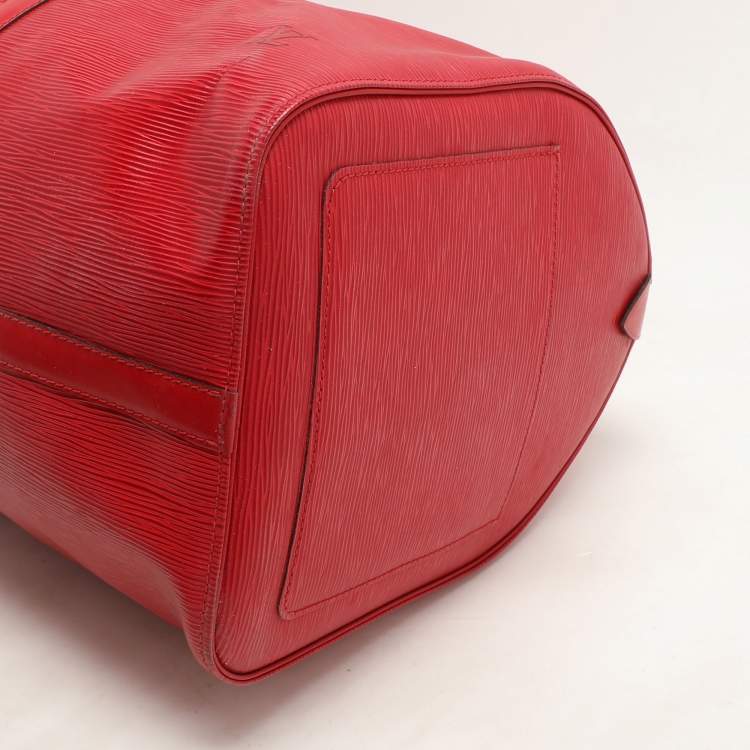 Pre Owned Louis Vuitton Red Epi Leather Keepall 50 Bag