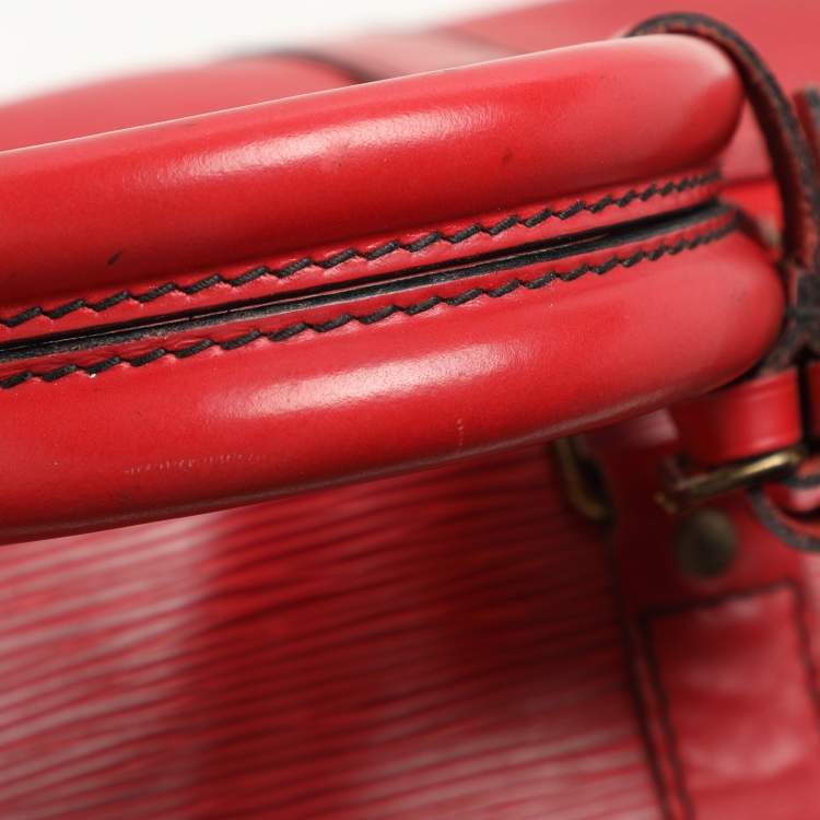 Pre Owned Louis Vuitton Red Epi Leather Keepall 50 Bag