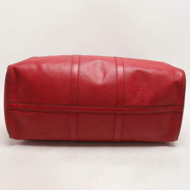 Pre Owned Louis Vuitton Red Epi Leather Keepall 50 Bag
