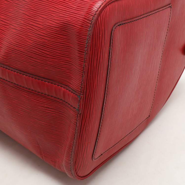 Pre Owned Louis Vuitton Red Epi Leather Keepall 50 Bag