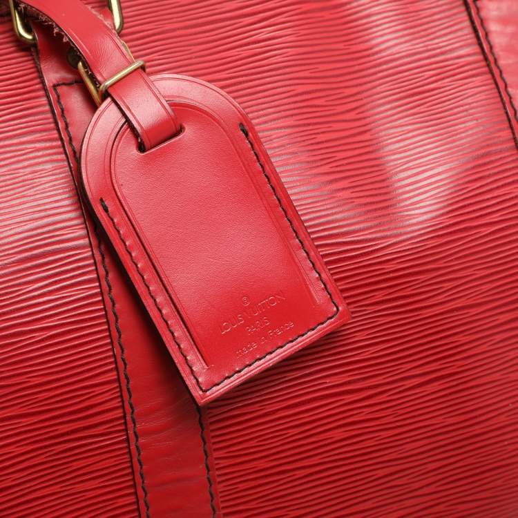 Pre Owned Louis Vuitton Red Epi Leather Keepall 50 Bag