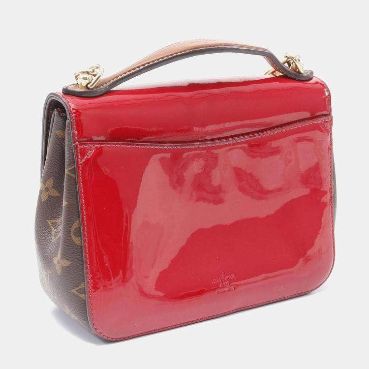 Pre Owned Louis Vuitton Patent Calfskin Monogram Cherrywood BB Scarlet Crossbody Bag