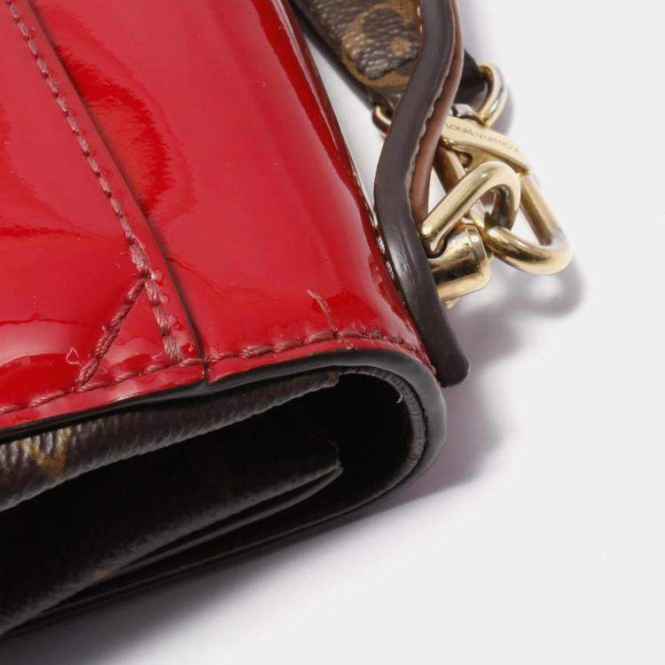 Pre Owned Louis Vuitton Patent Calfskin Monogram Cherrywood BB Scarlet Crossbody Bag