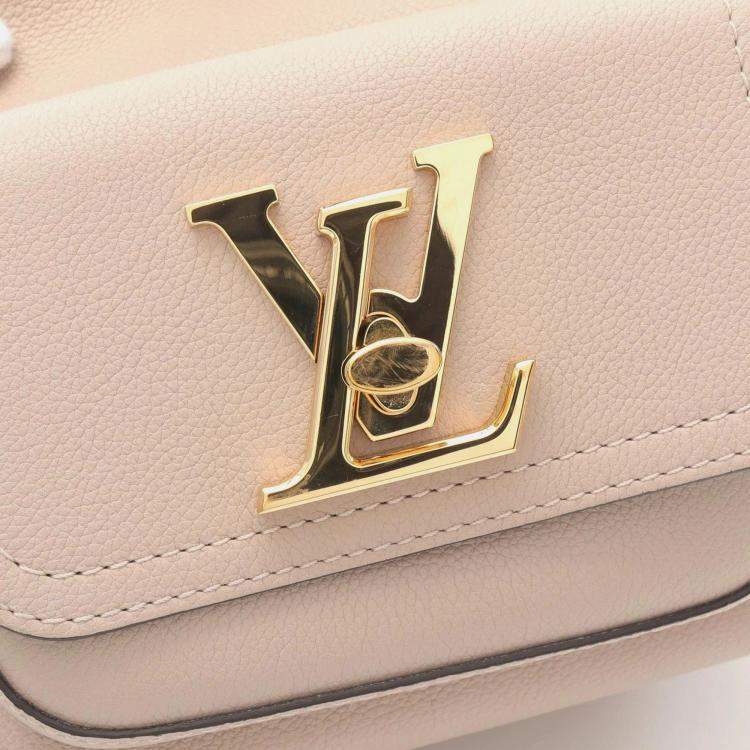 Pre Owned Louis Vuitton Beige Monogram Leather Lockme Bucket Bag