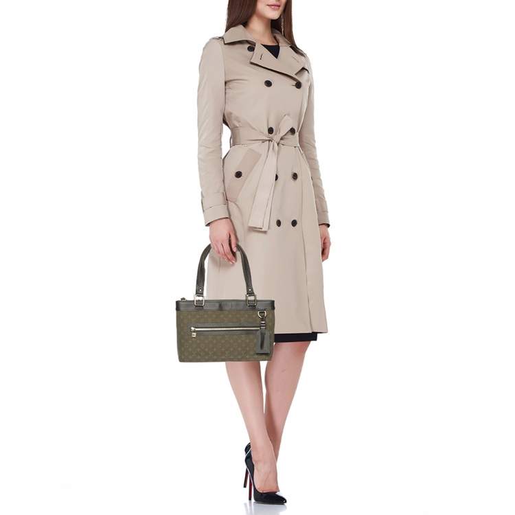 Pre Owned Louis Vuitton Khaki Green Monogram Mini Lin Lucille PM Bag