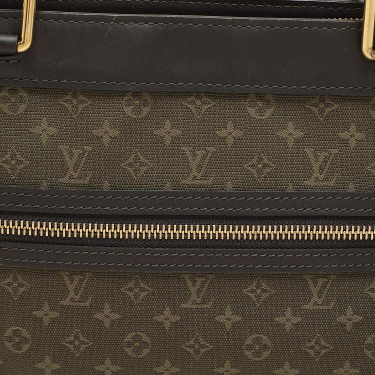 Pre Owned Louis Vuitton Khaki Green Monogram Mini Lin Lucille PM Bag