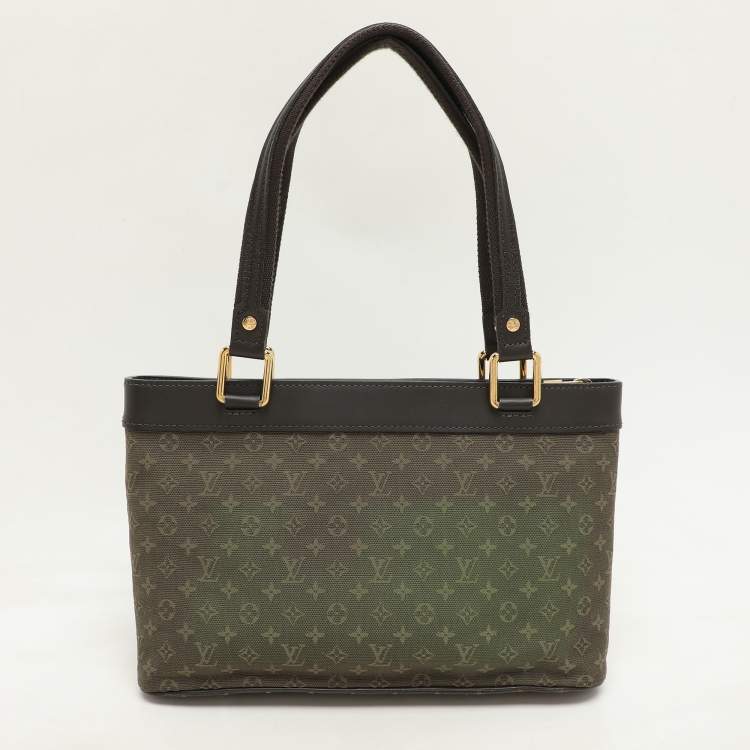 Pre Owned Louis Vuitton Khaki Green Monogram Mini Lin Lucille PM Bag