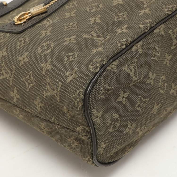 Pre Owned Louis Vuitton Khaki Green Monogram Mini Lin Lucille PM Bag