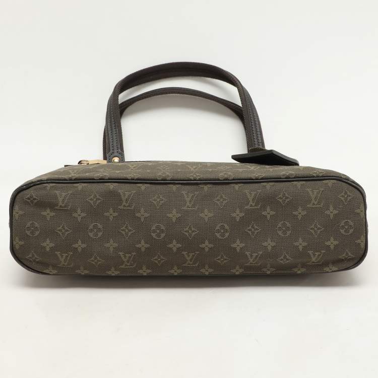 Pre Owned Louis Vuitton Khaki Green Monogram Mini Lin Lucille PM Bag
