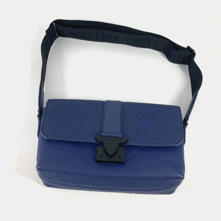 Pre Owned Louis Vuitton Blue Taurillon Leather Monogram S-Cape Messenger Bag