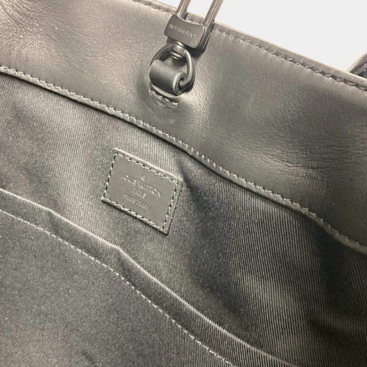 Pre Owned Louis Vuitton Black Taurillon Leather Monogram Sac Plat 24H Tote Bag