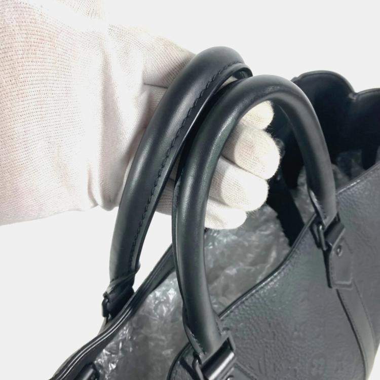 Pre Owned Louis Vuitton Black Taurillon Leather Monogram Sac Plat 24H Tote Bag