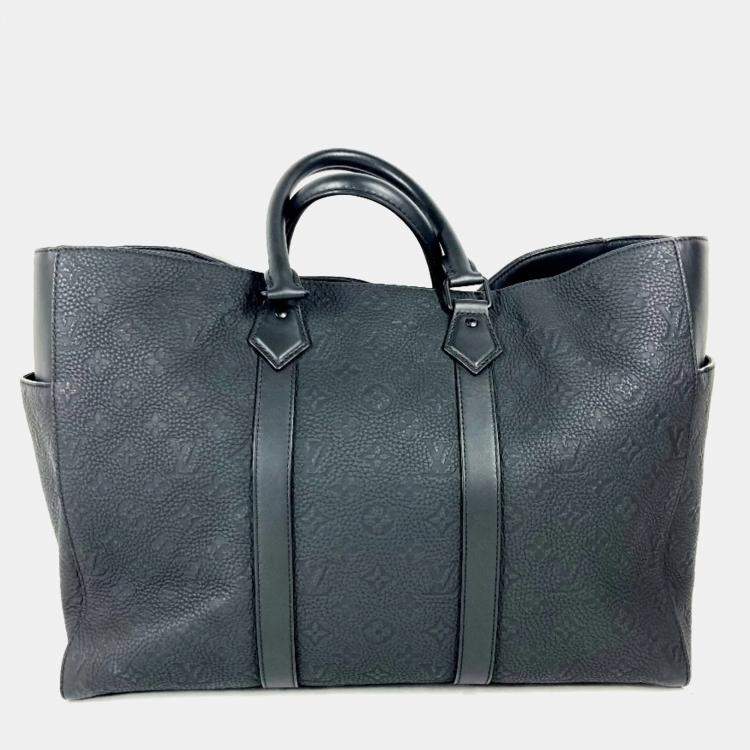 Pre Owned Louis Vuitton Black Taurillon Leather Monogram Sac Plat 24H Tote Bag