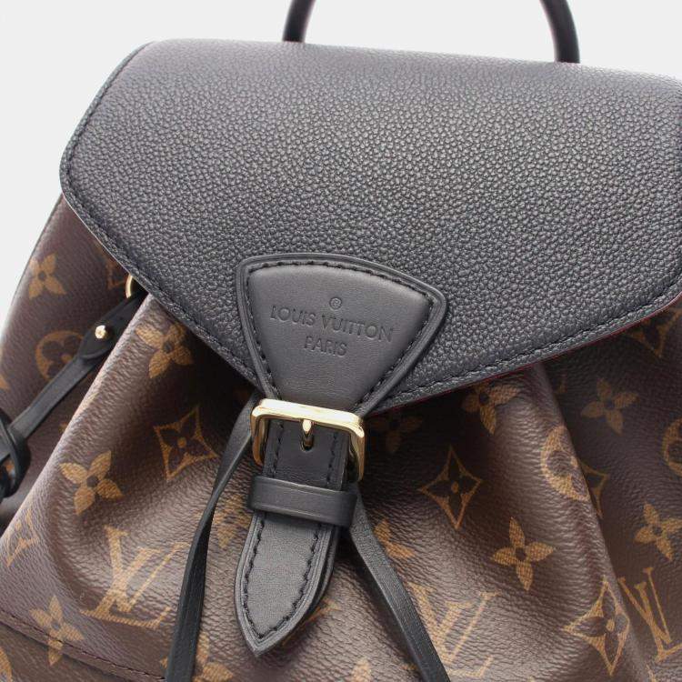 Pre Owned Louis Vuitton Brown Black Coated Canvas Leather Montsouris NM PM Backpack