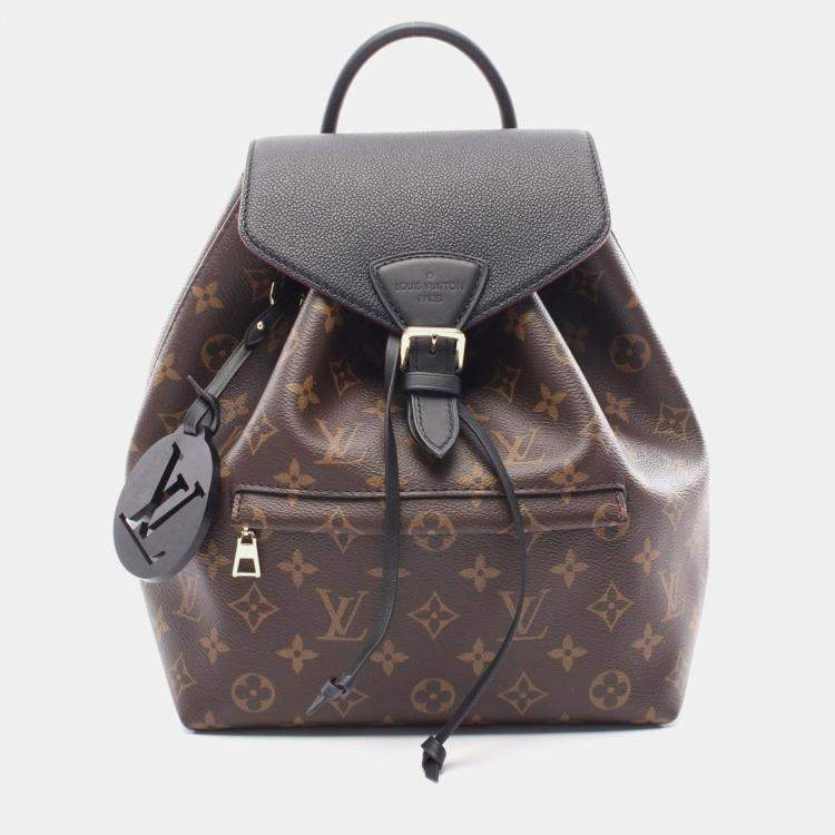 Pre Owned Louis Vuitton Brown Black Coated Canvas Leather Montsouris NM PM Backpack