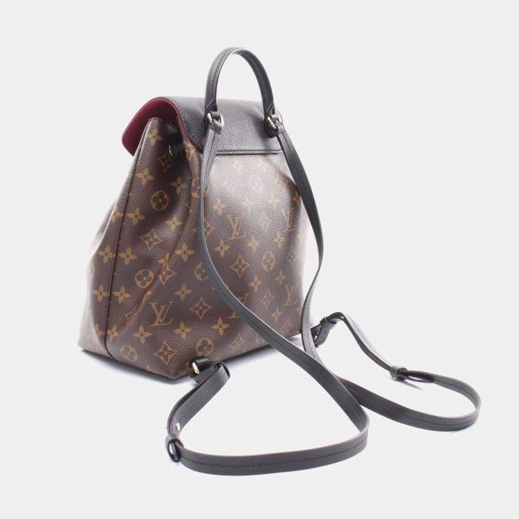 Pre Owned Louis Vuitton Brown Black Coated Canvas Leather Montsouris NM PM Backpack