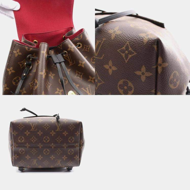 Pre Owned Louis Vuitton Brown Black Coated Canvas Leather Montsouris NM PM Backpack