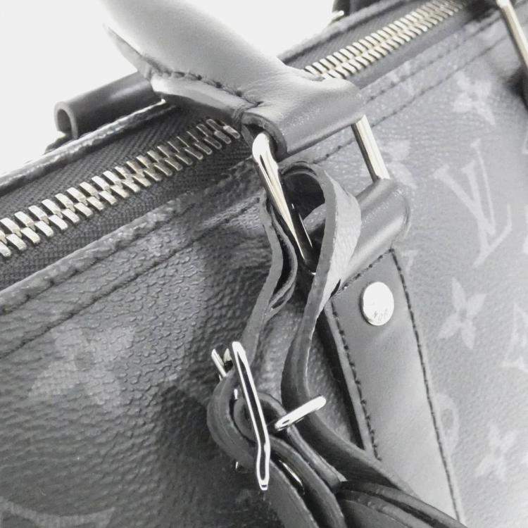 Pre Owned Louis Vuitton Monogram Eclipse Keepall Bandouliere 35 Boston Bag