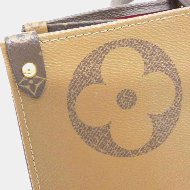 Pre Owned Louis Vuitton Brown Coated Canvas Monogram Giant On-The-Go GM Handbag