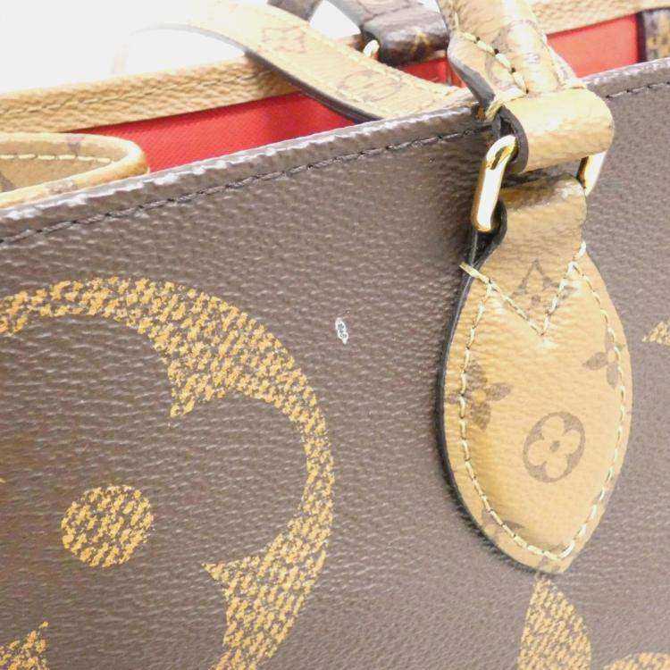 Pre Owned Louis Vuitton Brown Coated Canvas Monogram Giant On-The-Go GM Handbag
