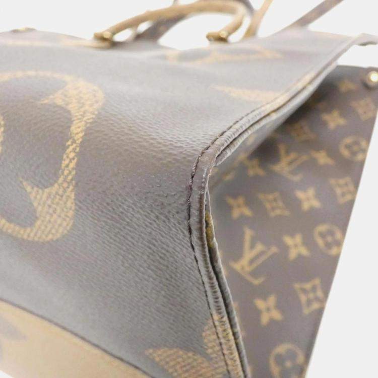 Pre Owned Louis Vuitton Brown Coated Canvas Monogram Giant On-The-Go GM Handbag
