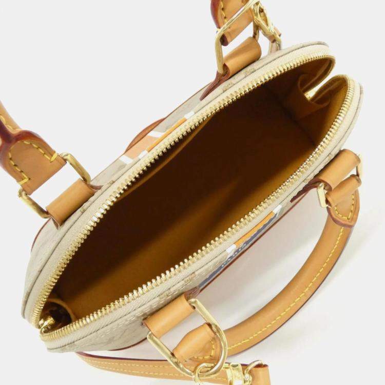 Pre Owned Louis Vuitton Beige Monogram Monopanam LV Street Sign Alma BB Handbag