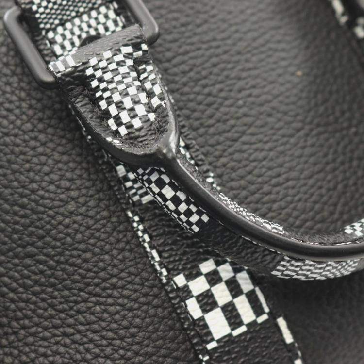 مملوكة مسبقًا Louis Vuitton Black Leather with Limited Edition Distorted Damier XS Keepall Bandouliere Bag 