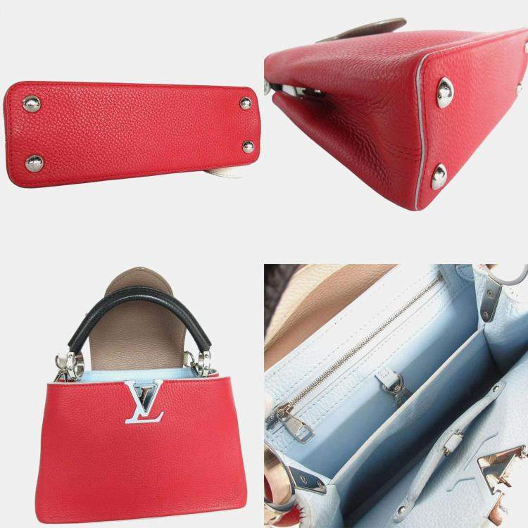 Pre Owned Louis Vuitton Tricolor Leather Capucines PM Shoulder Bag 