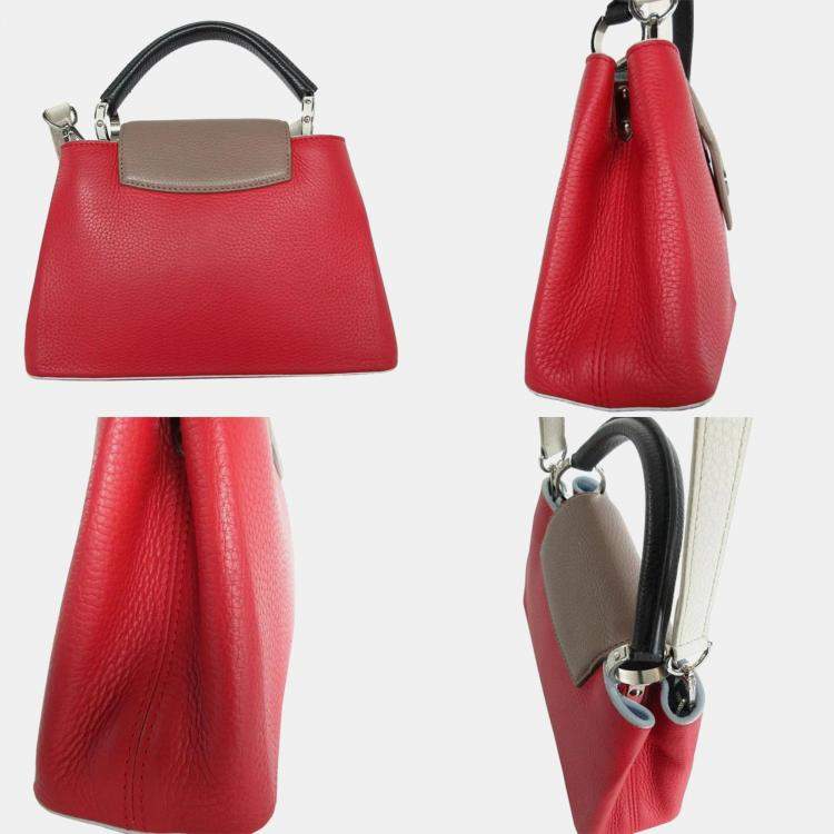Pre Owned Louis Vuitton Tricolor Leather Capucines PM Shoulder Bag 