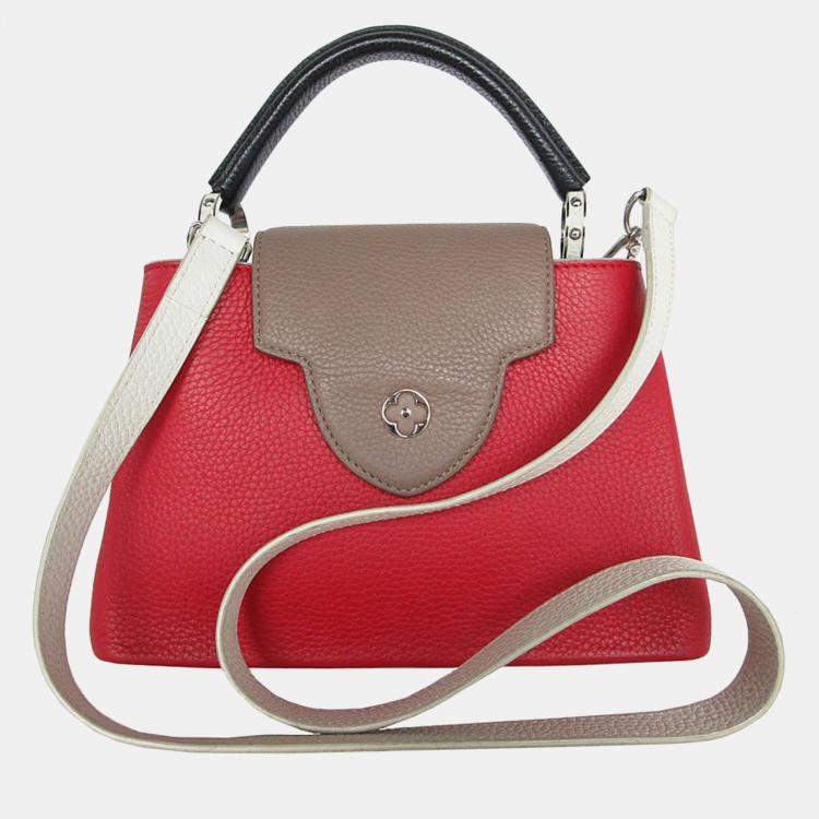 Pre Owned Louis Vuitton Tricolor Leather Capucines PM Shoulder Bag 