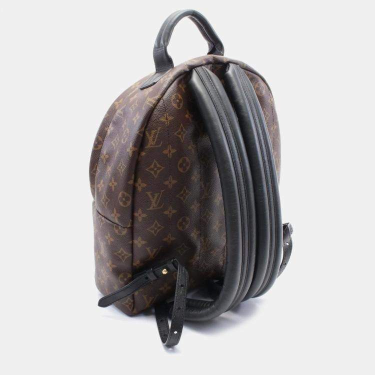 Pre Owned Louis Vuitton Brown Coated Canvas Leather Monogram Palm Springs Backpack MM Bag