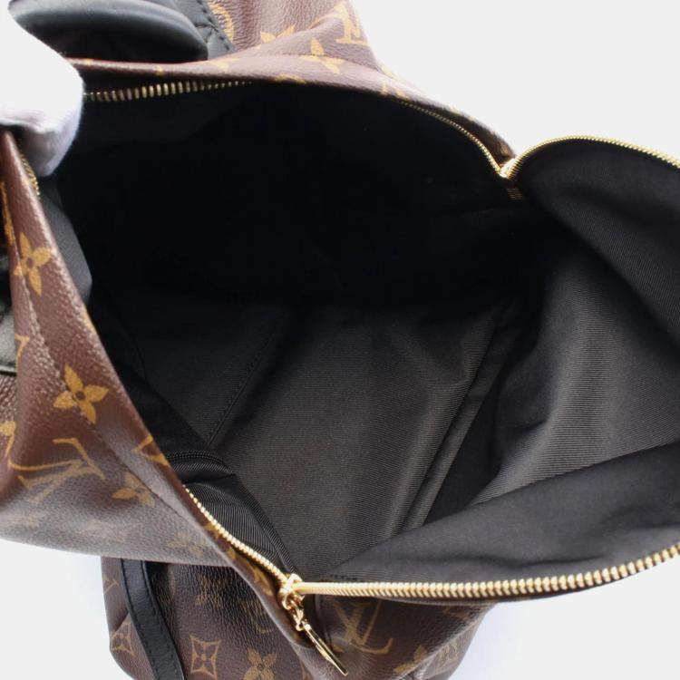 Pre Owned Louis Vuitton Brown Coated Canvas Leather Monogram Palm Springs Backpack MM Bag