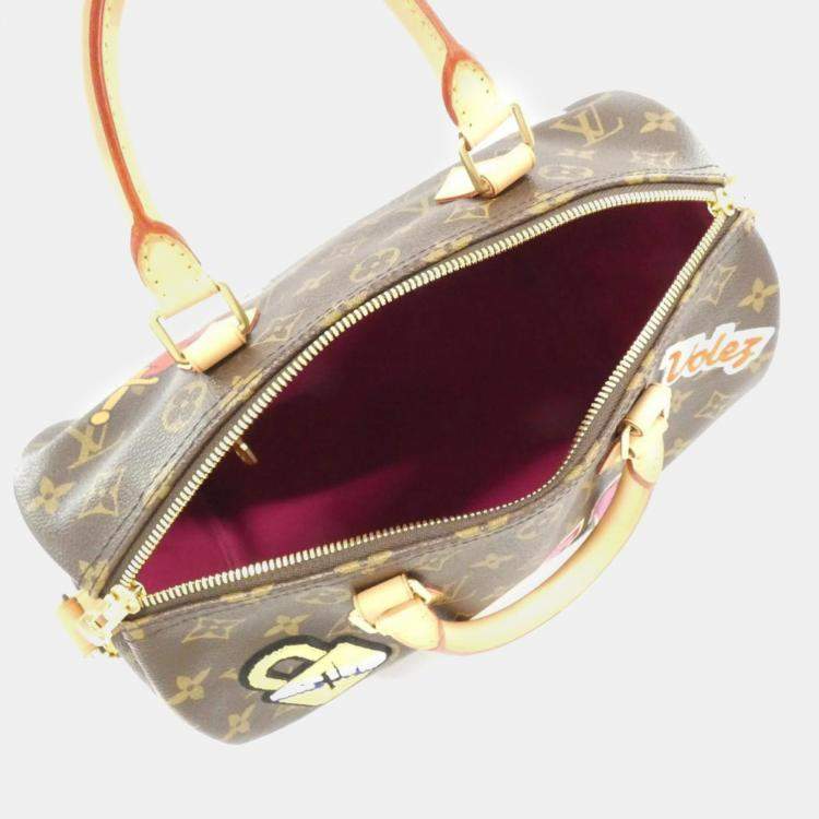 Pre Owned Louis Vuitton Brown Monogram Speedy Bandouliere 30 Boston Bag