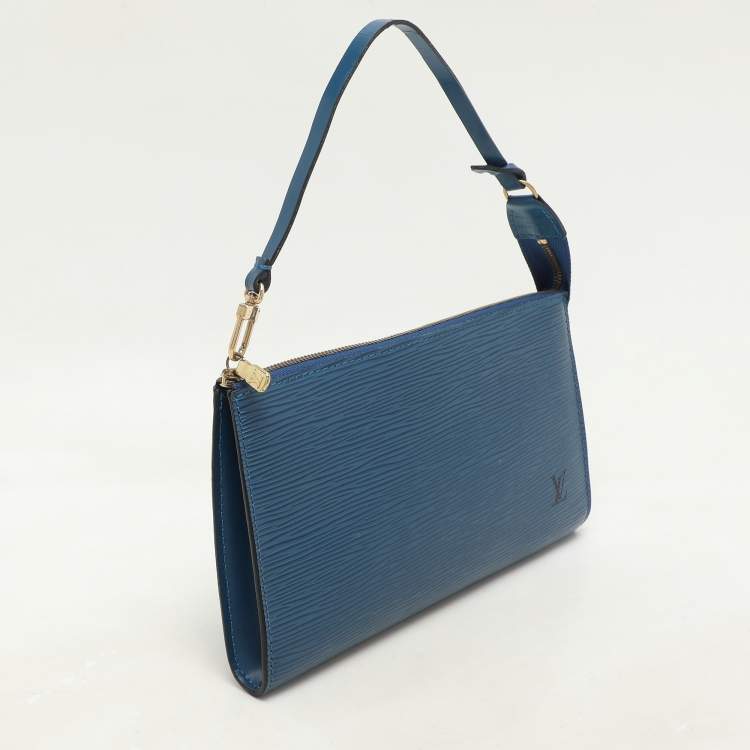 Pre Owned Louis Vuitton Blue Epi Leather Pochette Accessories
