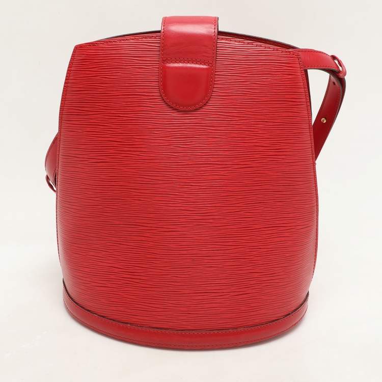 Pre Owned Louis Vuitton Red Epi Leather Cluny Bucket Bag