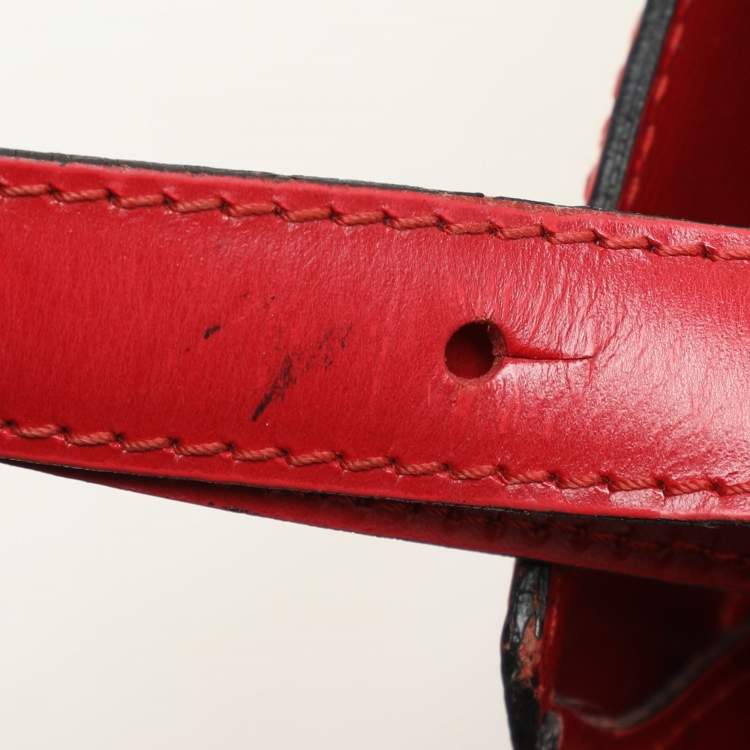 Pre Owned Louis Vuitton Red Epi Leather Cluny Bucket Bag