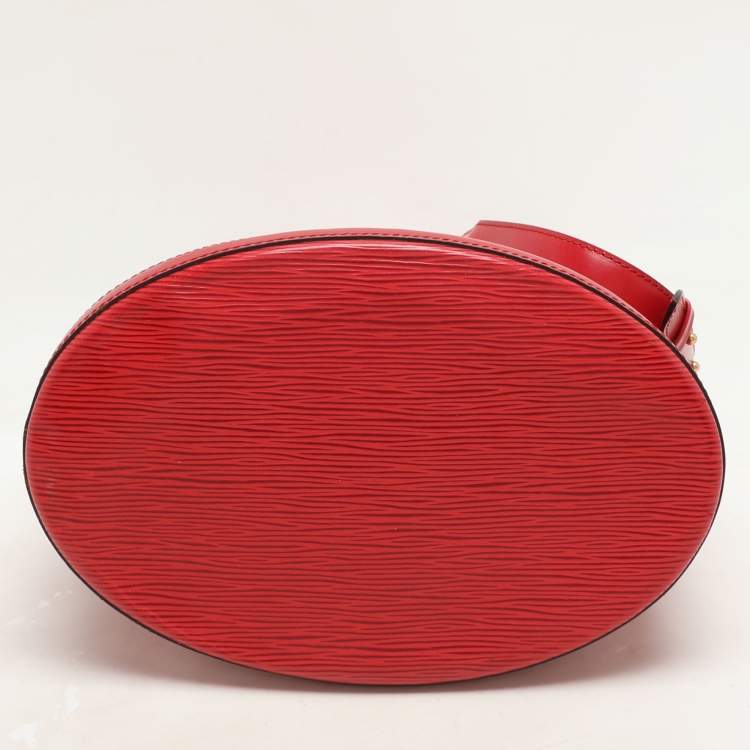 Pre Owned Louis Vuitton Red Epi Leather Cluny Bucket Bag