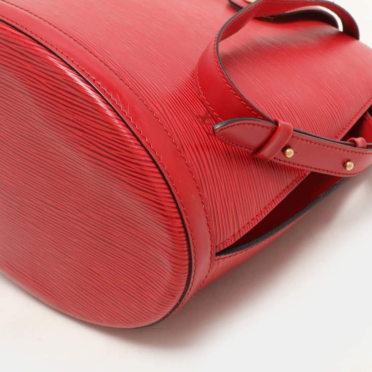 Pre Owned Louis Vuitton Red Epi Leather Cluny Bucket Bag