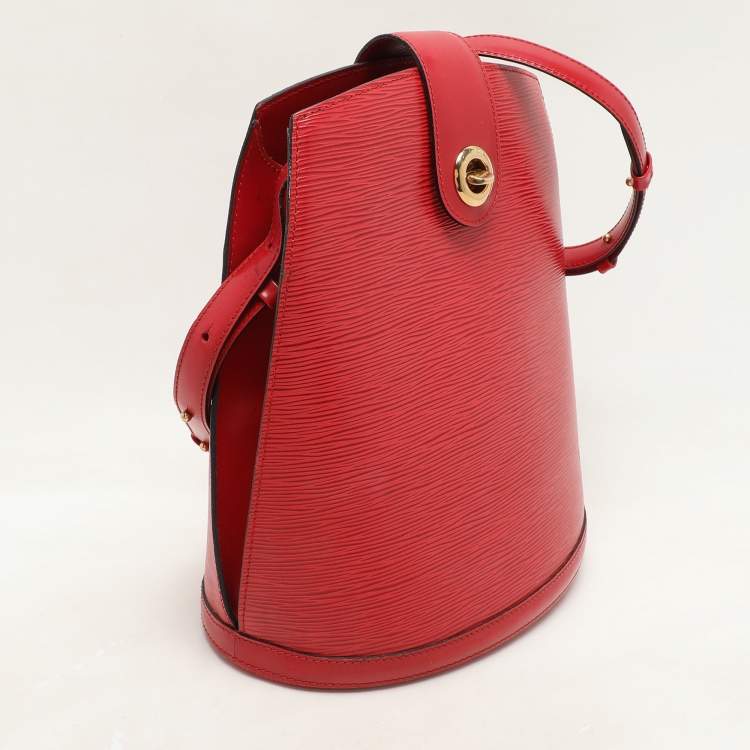Pre Owned Louis Vuitton Red Epi Leather Cluny Bucket Bag
